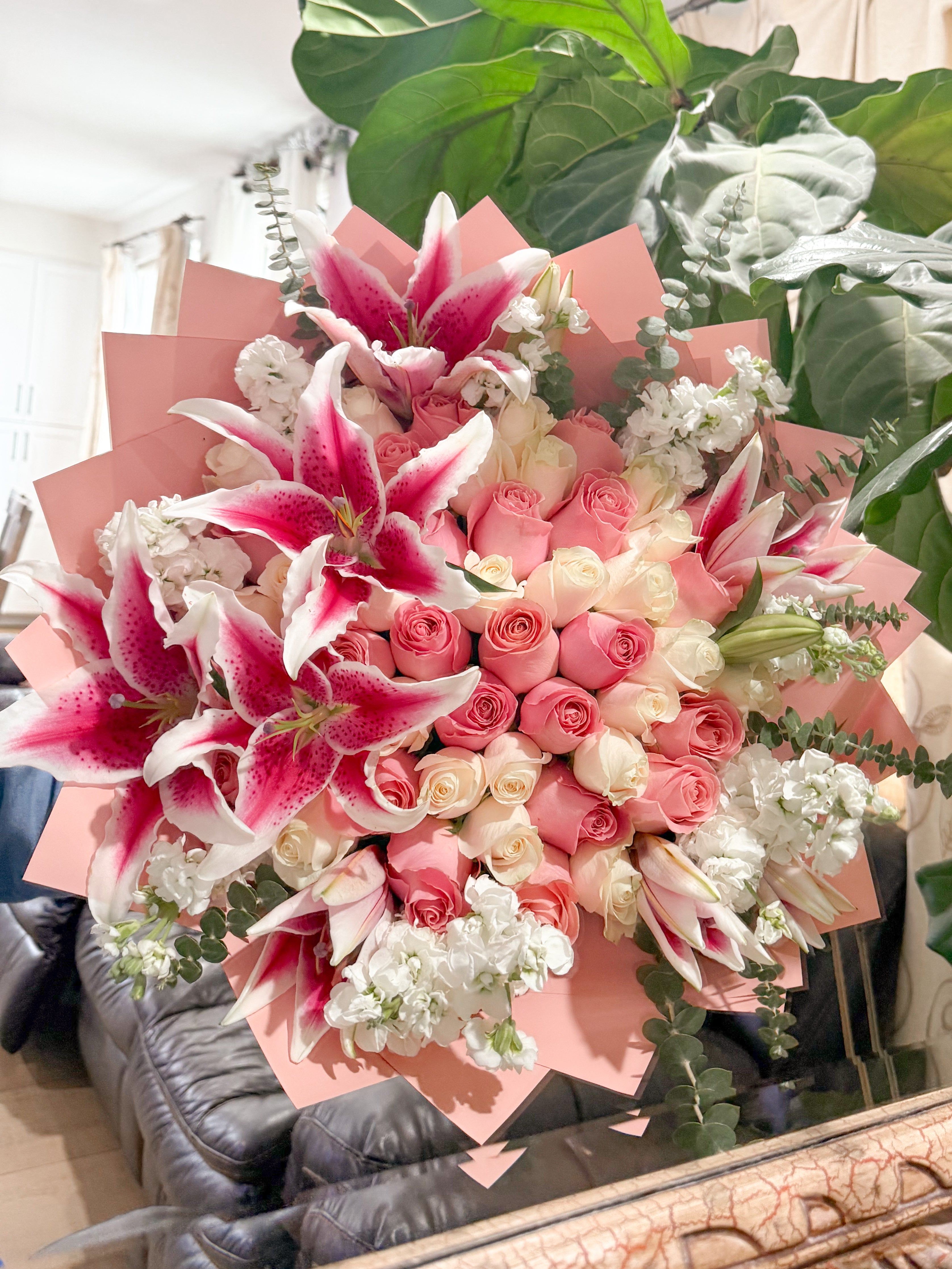 pink lily flower bouquet Lily Love Bouquet — Pink – flowersnflour