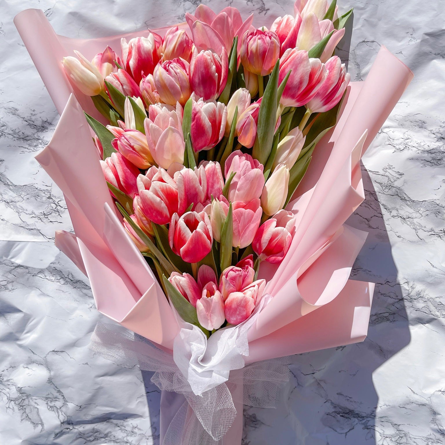 Pink And White Tulip Bouquet